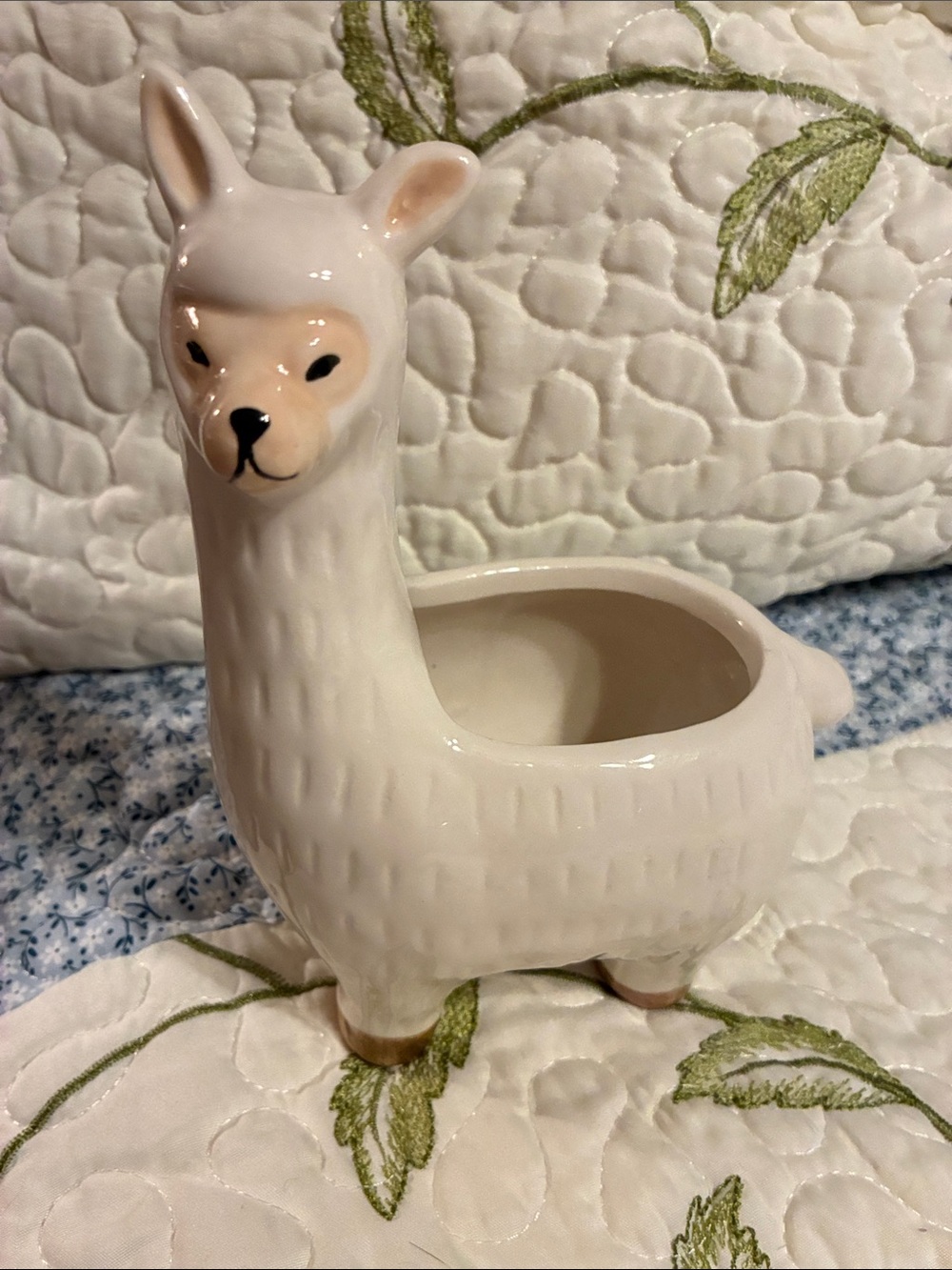 White Ceramic Llama Planter - Decorative Home Accent